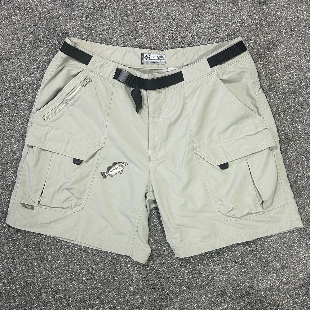 Columbia Omni Shield Cargo Fishing Shorts ~ Men's 40~ Beige Belted EUC!